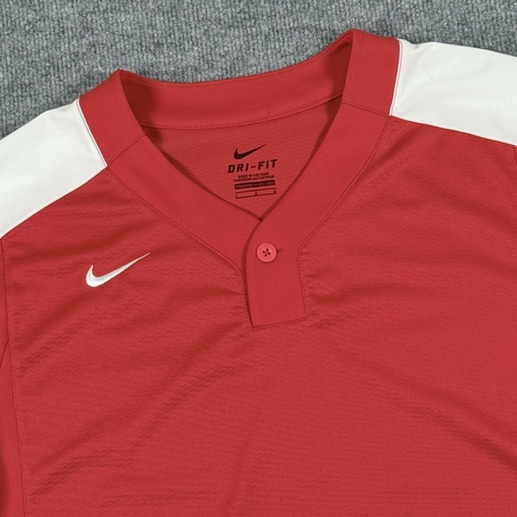 Nike Dri-FIT Baseball Softball Jersey Shirt Red Large Short Sleeve Athletic Top - Picture 1 of 10